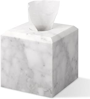 Capa de caixa quadrada de mármore natural branco com veios cinza para banheiro