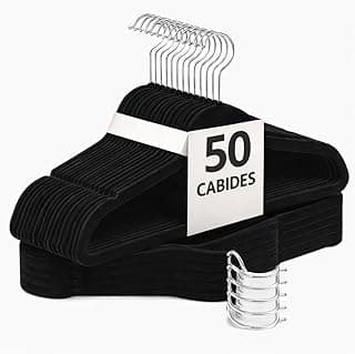 Kit 50 Cabides De Veludo Preto Antideslizante 360° Para Camisetas Blusas e Calças Resistente Premium