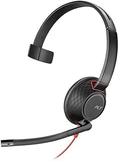 Fone de ouvido mono Plantronics Blackwire C5210 com fio, design sobre a cabeça, microfone dobrável.