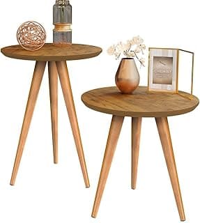 Kit Mesa Apoio e Lateral de Sofá Retrô Classic com 3 Pernas Decoração (Freijo)