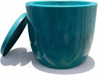 Vaso decorativo para plantas em polietileno turquesa com tampa aberta