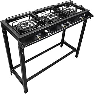 Fogão Semi-Industrial 3 Bocas Master Alto preto com estrutura metálica