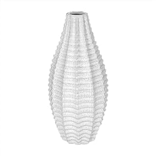 Vaso decorativo de cerâmica texturizado branco 29 cm