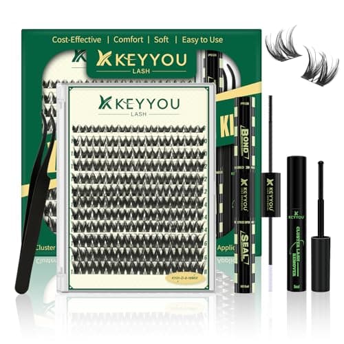 KEYYOULASH Conjunto de extensão de cílios 120 peças 8-16 MIX Widespan Volume Cluster Cílios Extensões Conjunto de Extensões com Cola e Selante, Removedores, Aplicadores de Laços Conjunto de Extensão