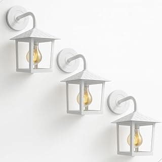 Trê arandelas de vidro branco para parede com luzes incandescentes