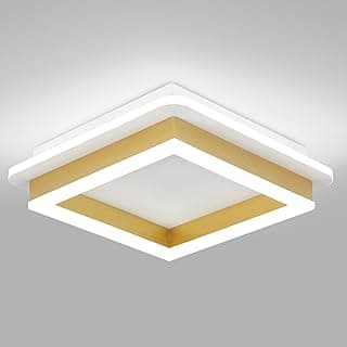 Luminária de teto quadrada embutida LED branca e dourada de 24W