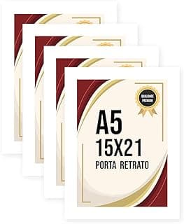 Kit 4 Porta Retrato A5 15x21 Premium Fosco Branco com Vidro Comum