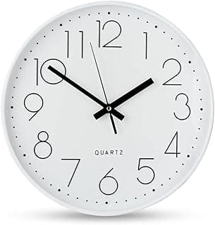 Relógio de Parede Decorativo 30cm Silencioso Quartz Analógico para Sala Cozinha Escritório Recepção – Design Moderno – Fácil de Instalar (BRANCO)