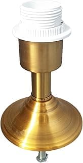 Suporte de mesa para luminária estilo clássico em metal dourado com base circular e haste central branca