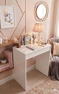 Penteadeira Escrivaninha com Nicho Branco – Mesa de Maquiagem Moderna 2 em 1 Branco