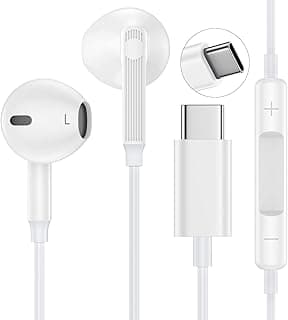 Fones de ouvido USB C com fio USB C para iPhone 17 Pro Max/17 Air/16e/16 Pro Max/16 Plus, Samsung Galaxy A16/A17/S25FE/S25 Ultra/S24 Ultra/S23/S22, Tipo C, fones de ouvido estéreo HiFi