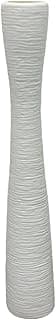 Vaso decorativo de chão branco com textura ondulada, ideal para arranjos florais.