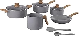 Set de panelas de indução com utensílios cinza Brinox 7 peças