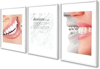 Quadros decorativos odontológicos com molduras brancas