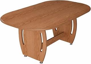 Mesa de Jantar Oval 137cm MDF Nature – Base Escultural Design Moderno para Cozinha e Sala de Jantar