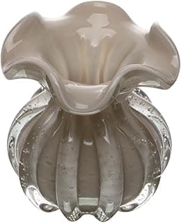 Vaso decorativo de vidro transparente com acabamento leitoso nude