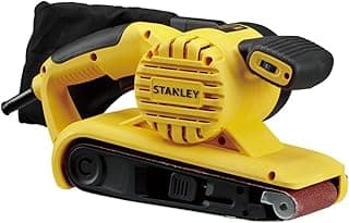 Lixadeira de fita Stanley 3 polegadas com controle de velocidade, amarela e preta