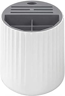Suporte giratório 360° para facas e utensílios de cozinha, branco e cinza, design premium, desmontável e fundo removível