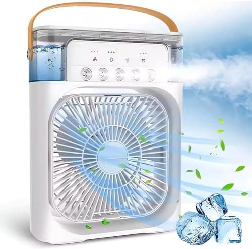 softdigit Ventilador Portátil de Mesa Mini Ar Condicionado Umidificador Climatizador Led Água e Gelo 3 Velocidades Led (BRANCO)