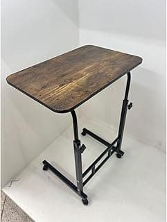 Mesa multifuncional de escritório com rodízios e altura ajustável em MDF, cor ferrugem.