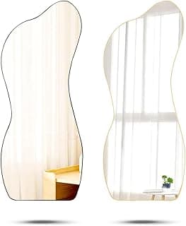Espelhos decorativos orgânicos com moldura, design moderno, 100x40cm, preto e dourado.