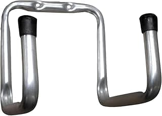 Dois ganchos de parede de aço com extremidades pretas em fundo branco