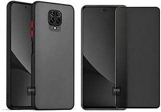 Capa preta translúcida para Xiaomi Redmi Note 9S ou Note 9 Pro, com proteção de câmera e acabamento soft touch