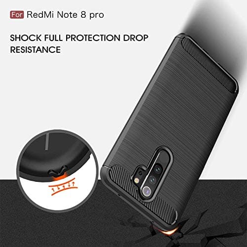 Capa preta com proteção contra quedas e resistência para Xiaomi Redmi Note 8 Pro.