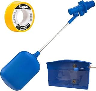 Torneira flutuante azul com tanque transparente e fita adesiva Fertak