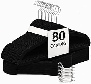 Kit 80 Cabides De Veludo Antideslizante 360° Para Camisetas Blusas E Calças Resistente Premium (Preto)