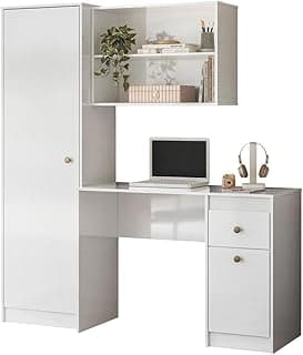 Mesa Escrivaninha Com Armario 162 cm Coimbra Branco Moval