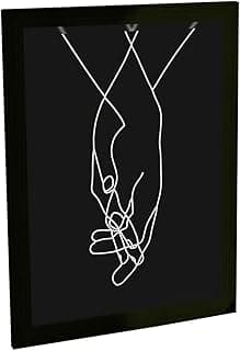 Quadro decorativo mãos dadas minimalista em fundo preto