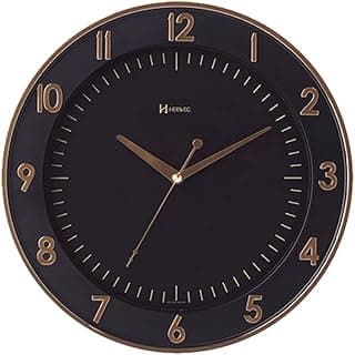 Relogio de parede herweg preto e dourado ouro luxo decorativo escritorio sala moderno profissional