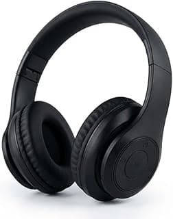 Fone de ouvido sem fio dobrável preto com redução de ruído e som premium