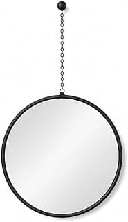 Espelho redondo decorativo de parede preto 22cm minimalista