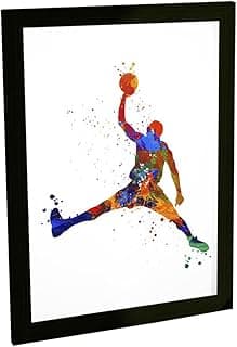 Quadro decorativo de jogador de basquete em cores vibrantes para decoração de quarto ou sala