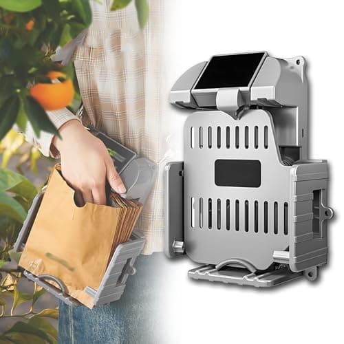 Ensacadeira elétrica para frutas cinza com compartimento para coleta de frutas