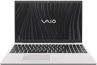 Notebook VAIO VWNC51518SL 39.6 cm Série FE - i5-1155G7-16GB/ 512GB - Prata, com tela aberta mostrando o logotipo VAIO.