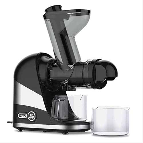 Máquina de suco preta e prata Alliere com copo e recipiente transparentes