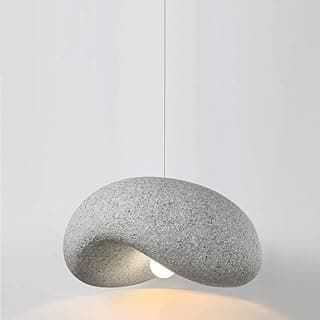 Luminária pendente moderna com aparência de pedra orgânica cinza-claro para sala de jantar