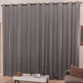 Cortina para Sala e Quarto 3,00m Larg. x 2,50m Altura Tecido Cetim Amassadinho - Chumbo