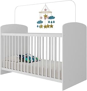 Berço branco para colchão 60x130cm com grade de proteção lateral