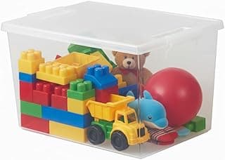 Caixa Organizadora Plástica Transparente 16 Litros c/Tampa e Travas - Multiuso, Modular, Empilhável - Ideal p/Quarto, Lavanderia, Escritório. Armazenamento de Roupas, Brinquedos, Itens de Escritório