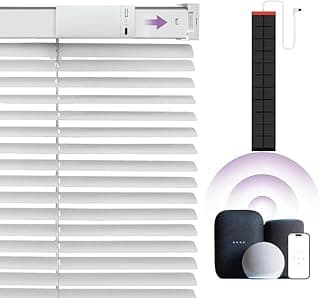 Persianas motorizadas com controle remoto, persianas inteligentes blackout para janelas, persianas elétricas horizontais sem fio 【Persianas movidas a energia solar】 Persianas automáticas