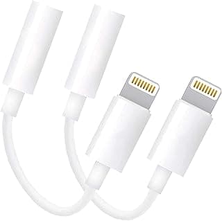 Adaptadores Lightning para fone de ouvido de 3,5 mm, pacote com 2, esbeecables, brancos, certificado Apple MFi