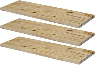 KIT 3 Prateleiras Estante 60x20 Madeira Painel Pinus + Suporte Invisível