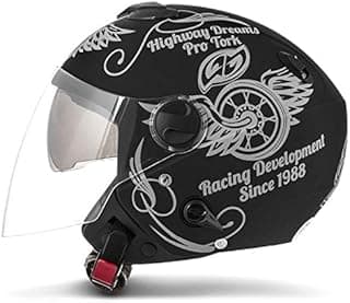 Capacete aberto preto fosco Pro Tork Highway Dreams tamanho 58 com viseira transparente