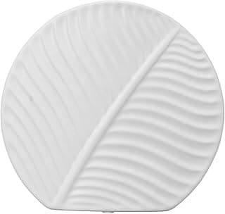 Prato decorativo cerâmico branco estilo nórdico com padrão de folha