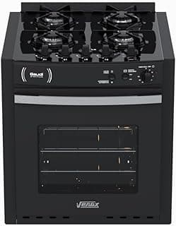 Fogao de embutir 4 bocas Venax preto com forno, frontal