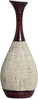 Vaso decorativo de cerâmica marrom e palha para sala de jantar